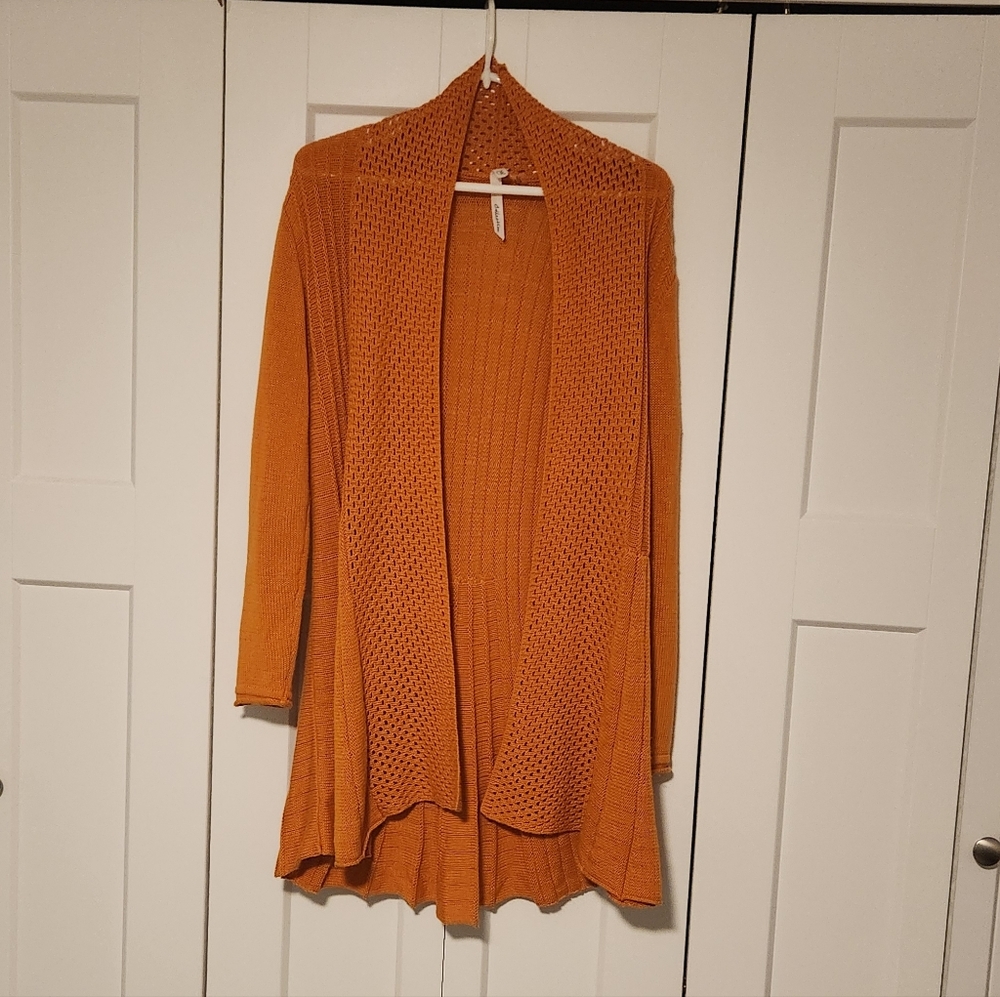 NY Collection Terracotta Open-Front Cardigan